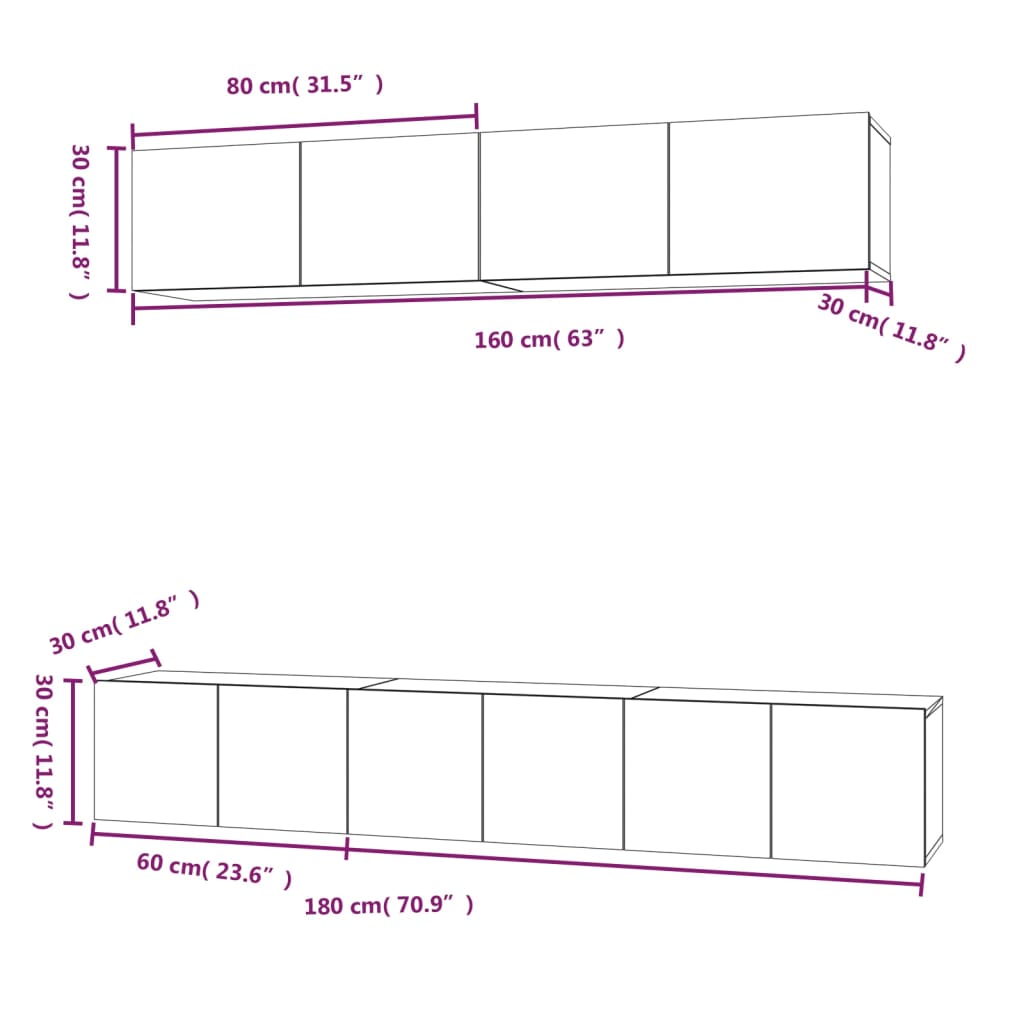 5 Piece TV Cabinet Set White Engineered Wood