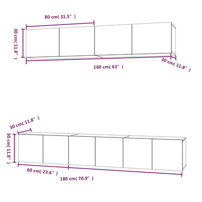 5 Piece TV Cabinet Set White Engineered Wood