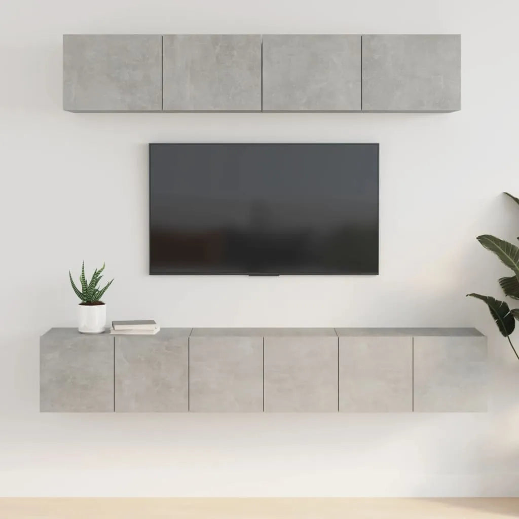 5 Piece TV Cabinet Set Concrete Grey Engineered Wood