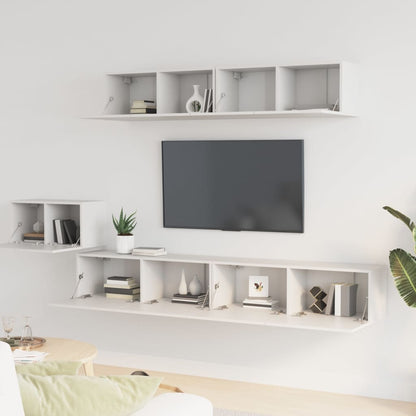 5 Piece TV Cabinet Set White Engineered Wood