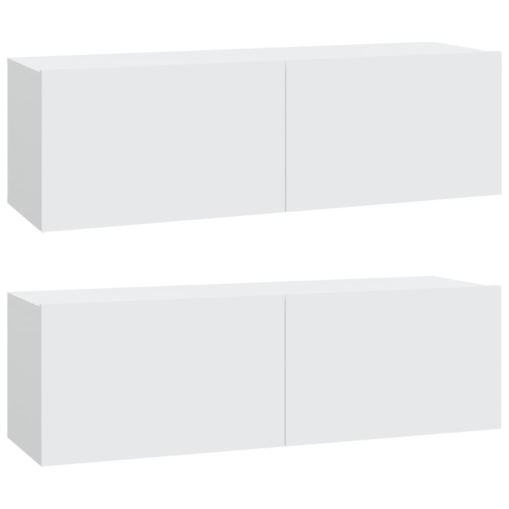 5 Piece TV Cabinet Set White Engineered Wood