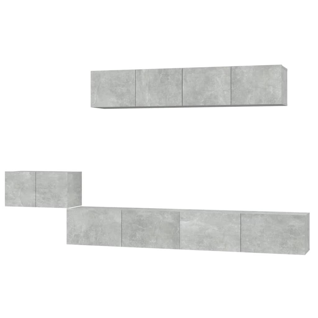 5 Piece TV Cabinet Set Concrete Grey Engineered Wood