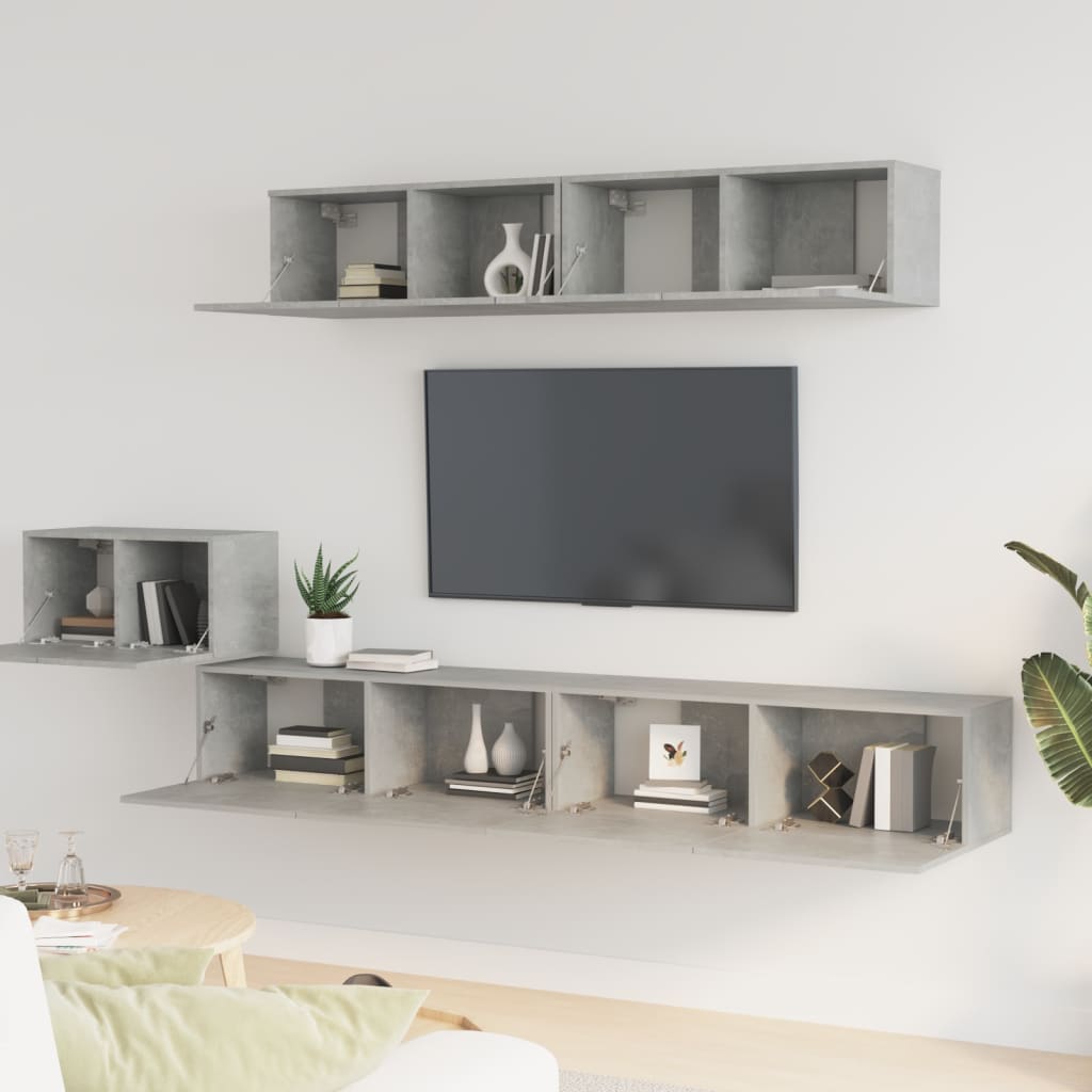 5 Piece TV Cabinet Set Concrete Grey Engineered Wood