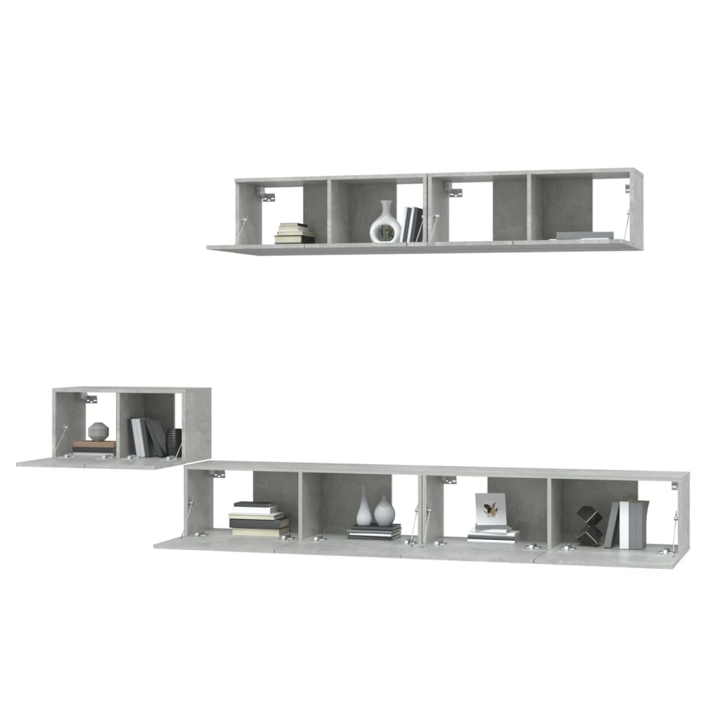 5 Piece TV Cabinet Set Concrete Grey Engineered Wood