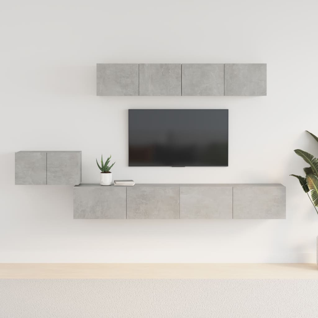 5 Piece TV Cabinet Set Concrete Grey Engineered Wood