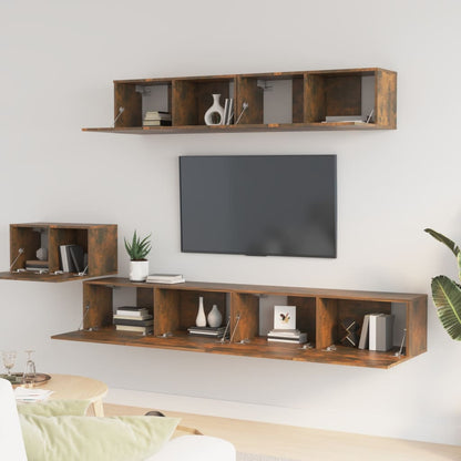 5 Piece TV Cabinet Set Smoked Oak Engineered Wood