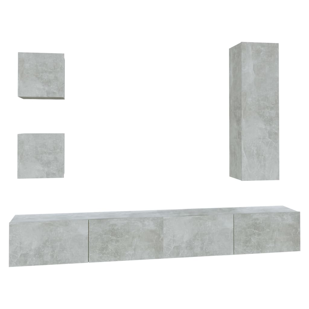 5 Piece TV Cabinet Set Concrete Grey Engineered Wood