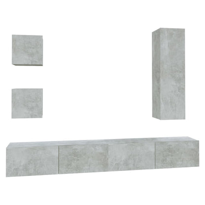 5 Piece TV Cabinet Set Concrete Grey Engineered Wood