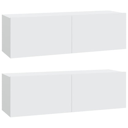 6 Piece TV Cabinet Set White Engineered Wood