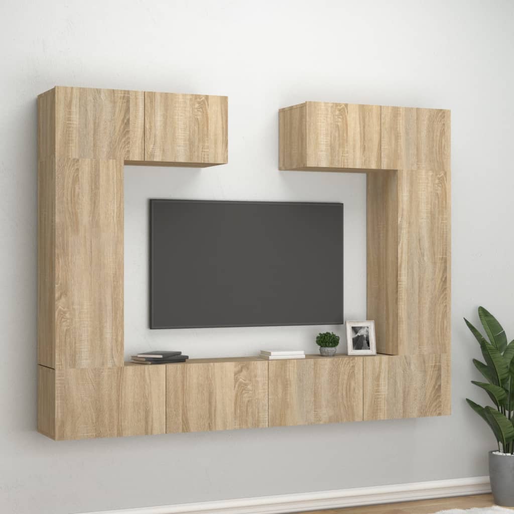 6 Piece TV Cabinet Set Sonoma Oak Engineered Wood