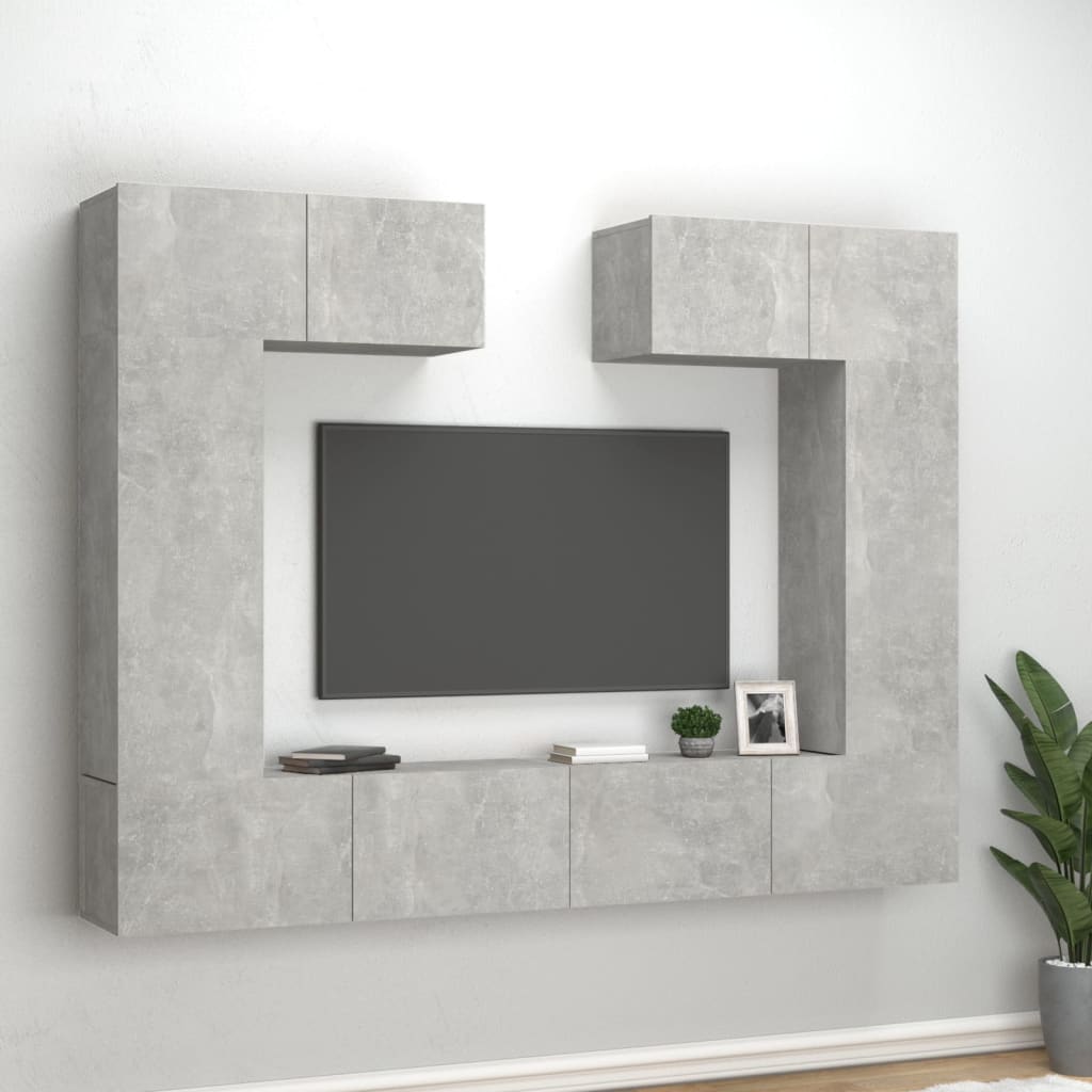 6 Piece TV Cabinet Set Concrete Grey Engineered Wood