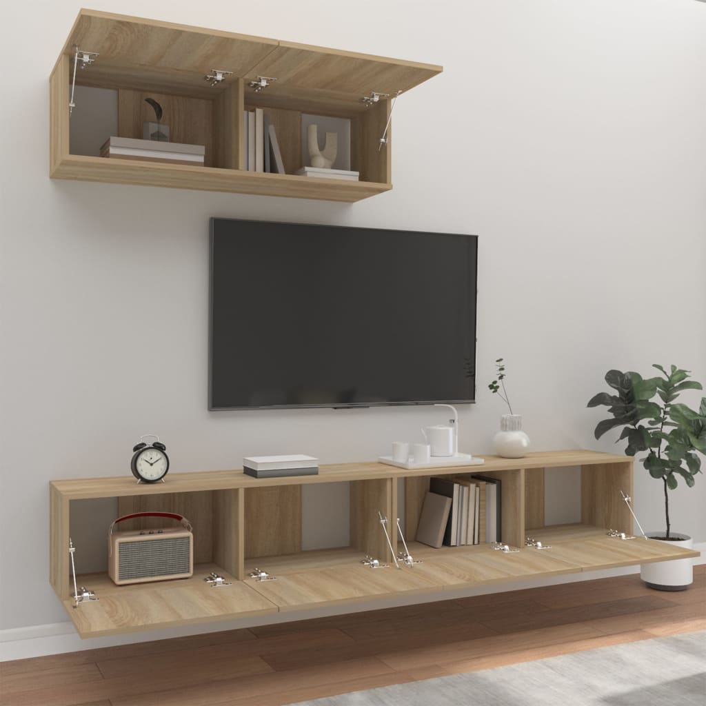 3 Piece TV Cabinet Set Sonoma Oak Engineered Wood