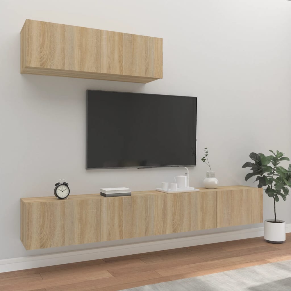 3 Piece TV Cabinet Set Sonoma Oak Engineered Wood