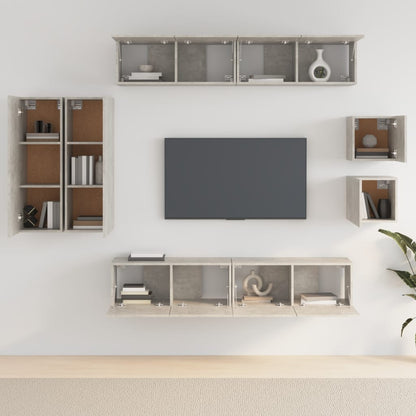 8 Piece TV Cabinet Set Concrete Grey Engineered Wood