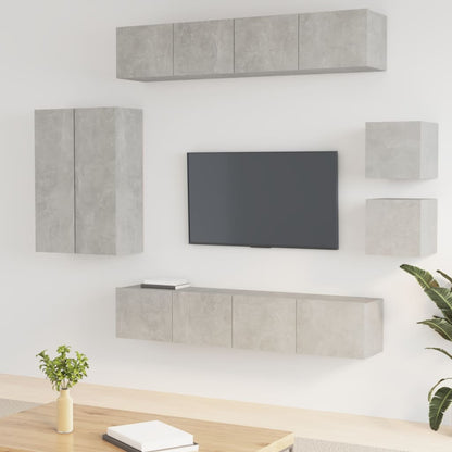 8 Piece TV Cabinet Set Concrete Grey Engineered Wood