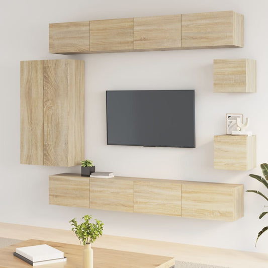 8 Piece TV Cabinet Set Sonoma Oak Engineered Wood