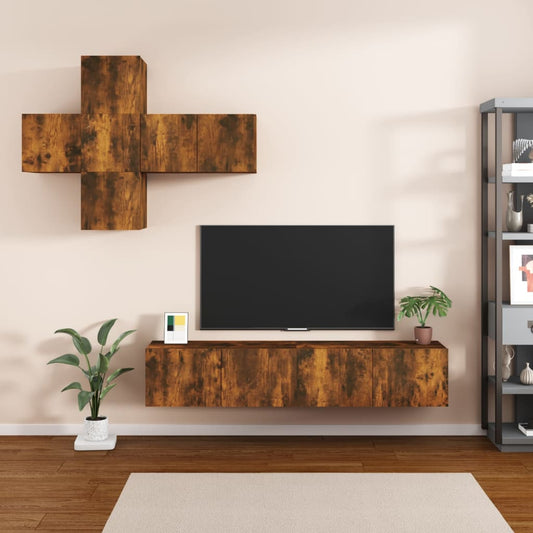 7 Piece TV Cabinet Set Smoked Oak Engineered Wood