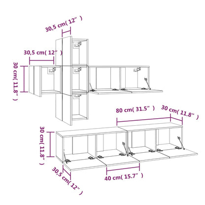 7 Piece TV Cabinet Set Smoked Oak Engineered Wood