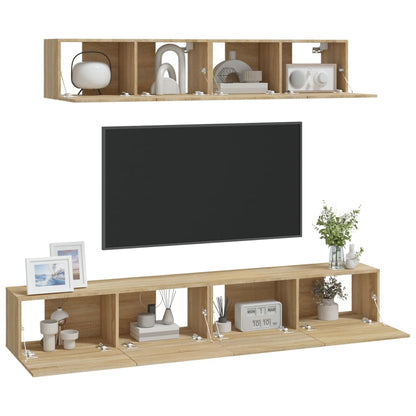 4 Piece TV Cabinet Set Sonoma Oak Engineered Wood