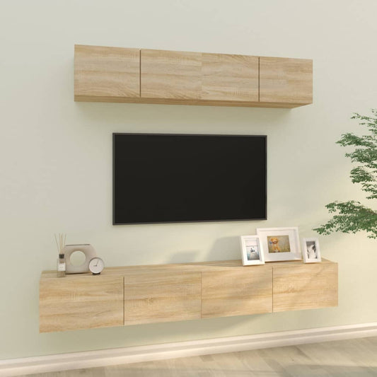 4 Piece TV Cabinet Set Sonoma Oak Engineered Wood