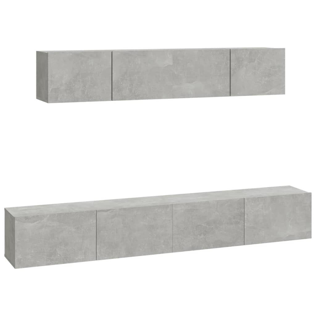 4 Piece TV Cabinet Set Concrete Grey Engineered Wood