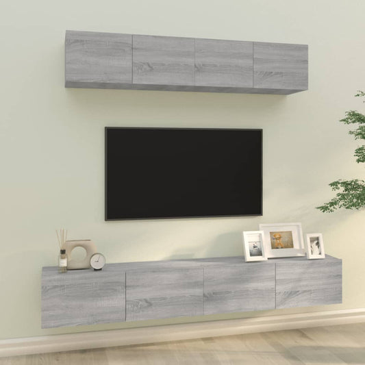 4 Piece TV Cabinet Set Grey Sonoma Engineered Wood