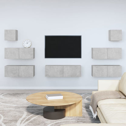 7 Piece TV Cabinet Set Concrete Grey Engineered Wood