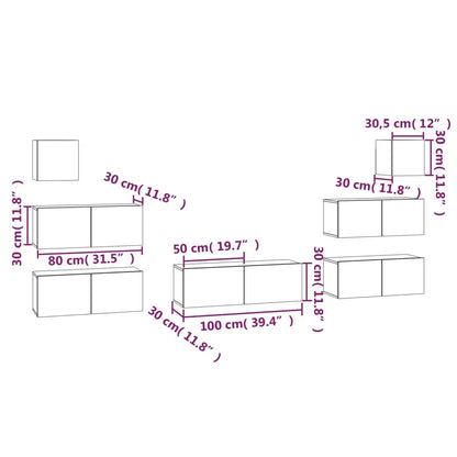 7 Piece TV Cabinet Set Smoked Oak Engineered Wood