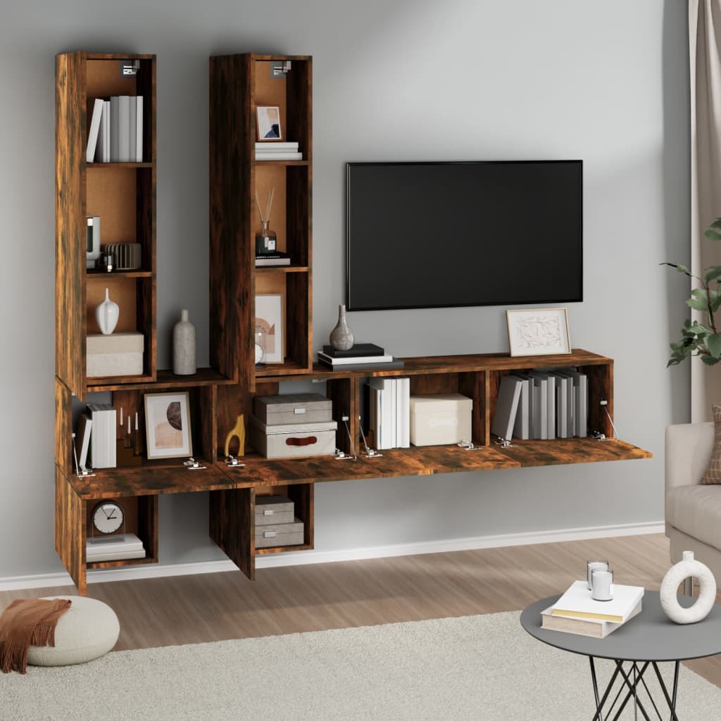 Wall-mounted TV Cabinet Smoked Oak Engineered Wood