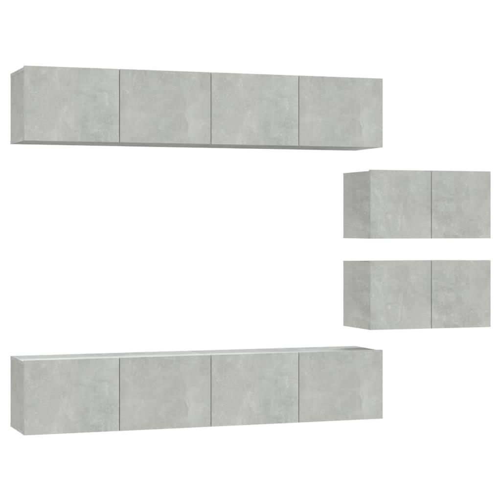 6 Piece TV Cabinet Set Concrete Grey Engineered Wood