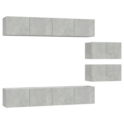 6 Piece TV Cabinet Set Concrete Grey Engineered Wood