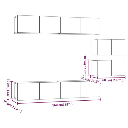 6 Piece TV Cabinet Set Concrete Grey Engineered Wood