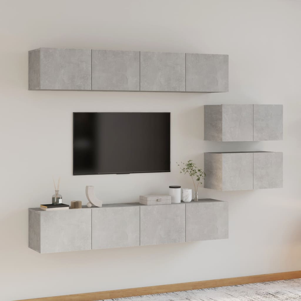 6 Piece TV Cabinet Set Concrete Grey Engineered Wood