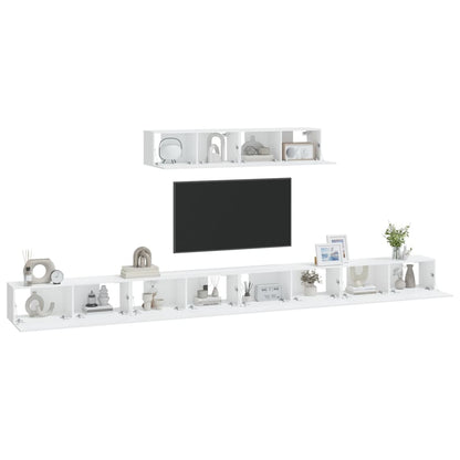 4 Piece TV Cabinet Set White Engineered Wood