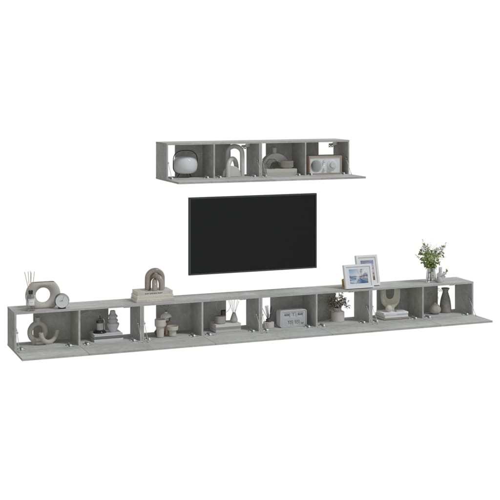 4 Piece TV Cabinet Set Concrete Grey Engineered Wood