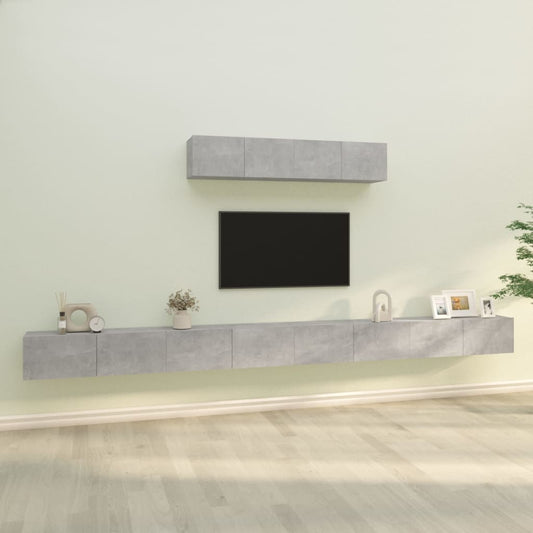 4 Piece TV Cabinet Set Concrete Grey Engineered Wood