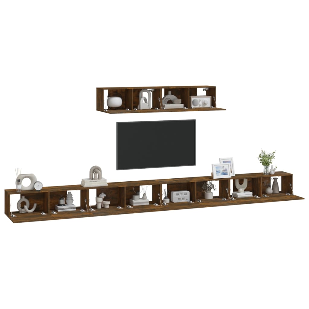 4 Piece TV Cabinet Set Smoked Oak Engineered Wood