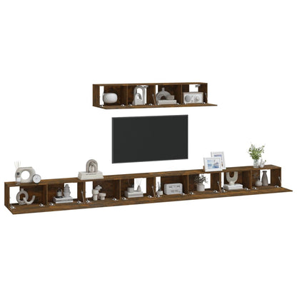 4 Piece TV Cabinet Set Smoked Oak Engineered Wood