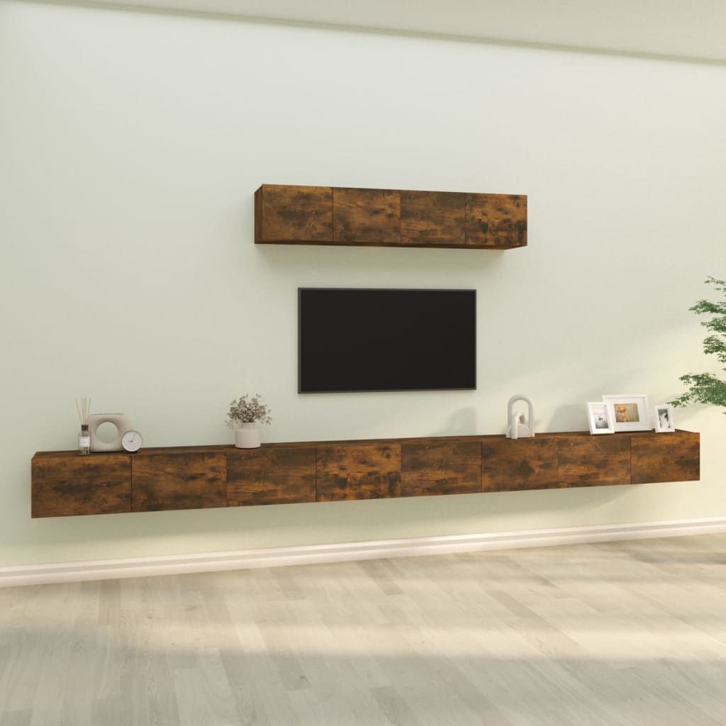 4 Piece TV Cabinet Set Smoked Oak Engineered Wood