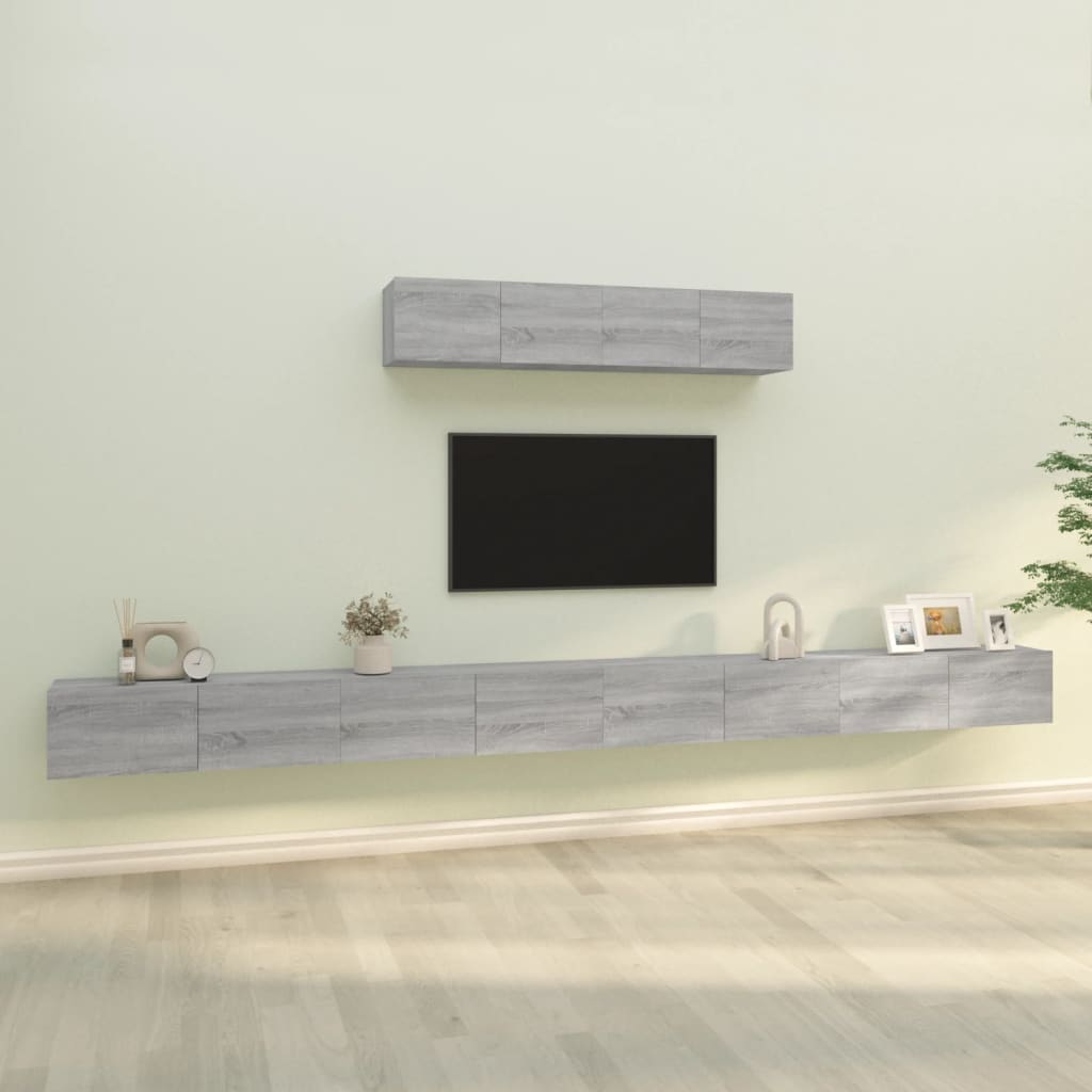 4 Piece TV Cabinet Set Grey Sonoma Engineered Wood