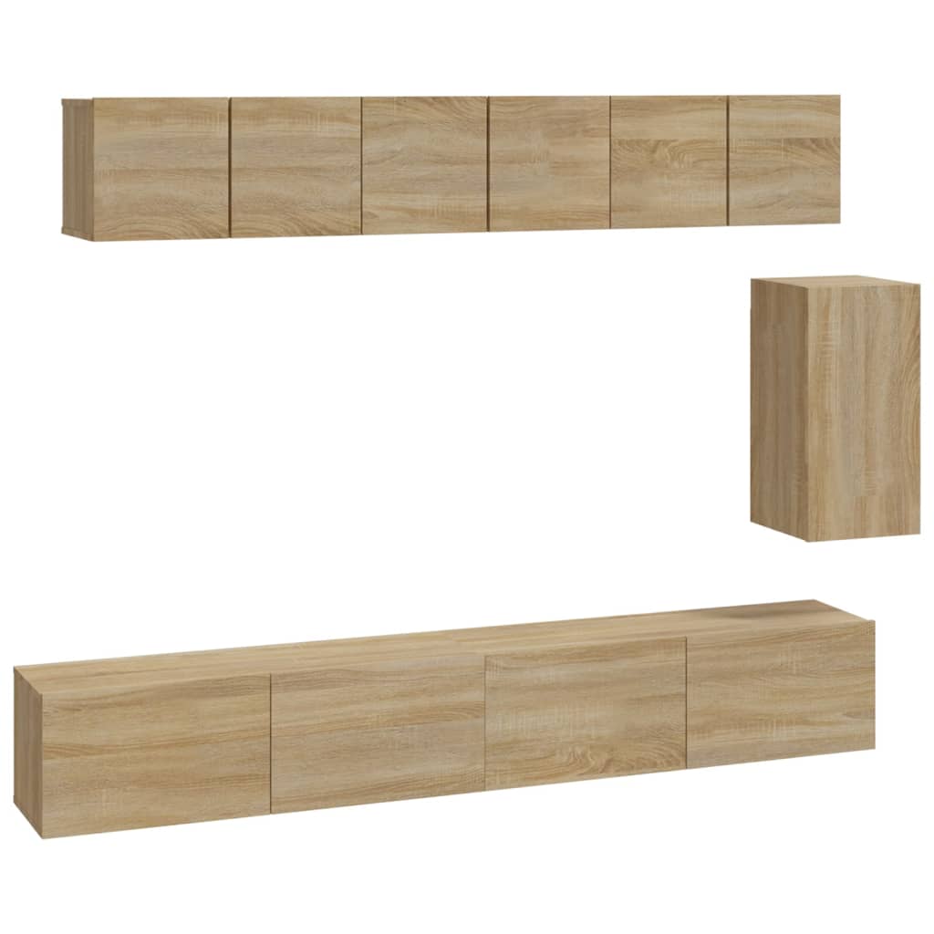 6 Piece TV Cabinet Set Sonoma Oak Engineered Wood