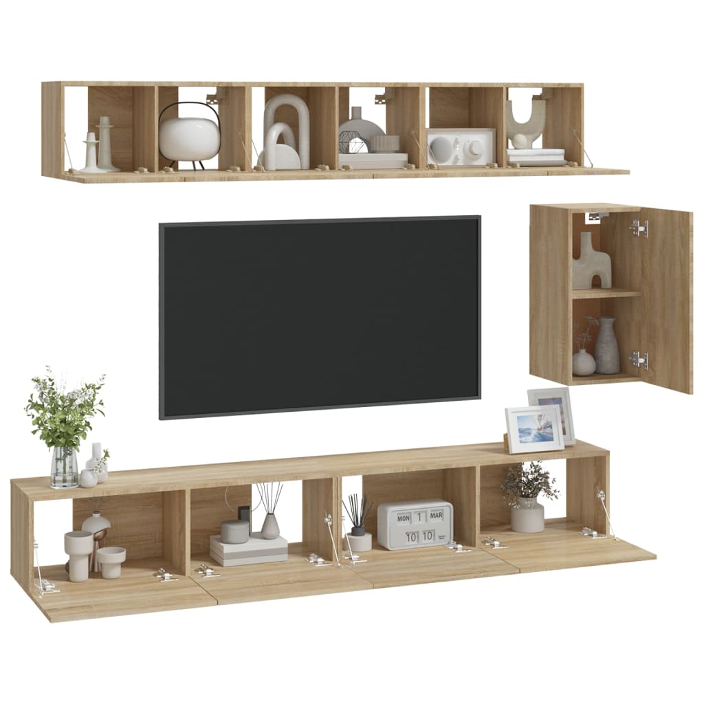 6 Piece TV Cabinet Set Sonoma Oak Engineered Wood