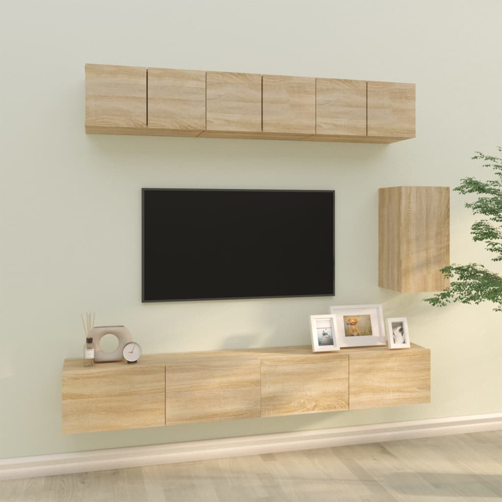 6 Piece TV Cabinet Set Sonoma Oak Engineered Wood