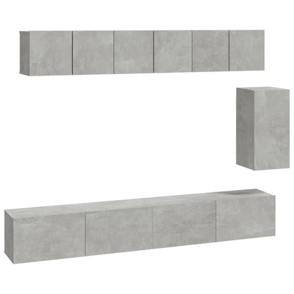 6 Piece TV Cabinet Set Concrete Grey Engineered Wood