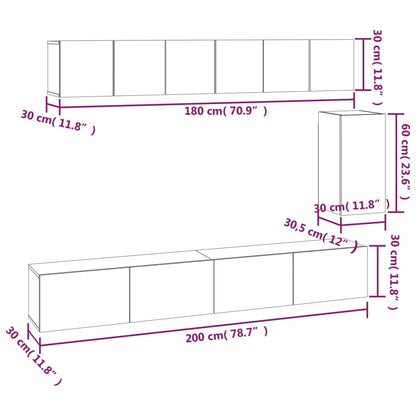 6 Piece TV Cabinet Set Concrete Grey Engineered Wood