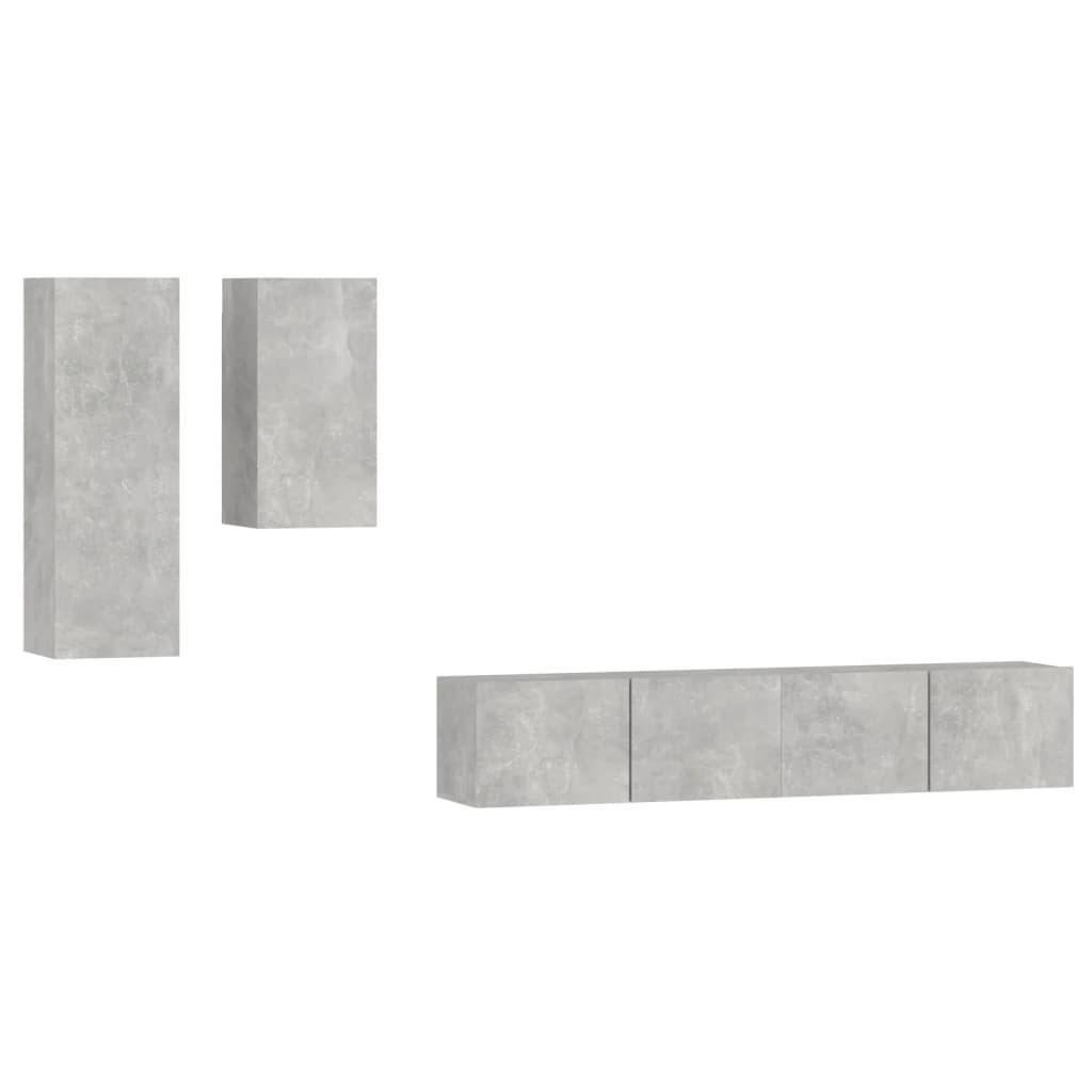 4 Piece TV Cabinet Set Concrete Grey Engineered Wood