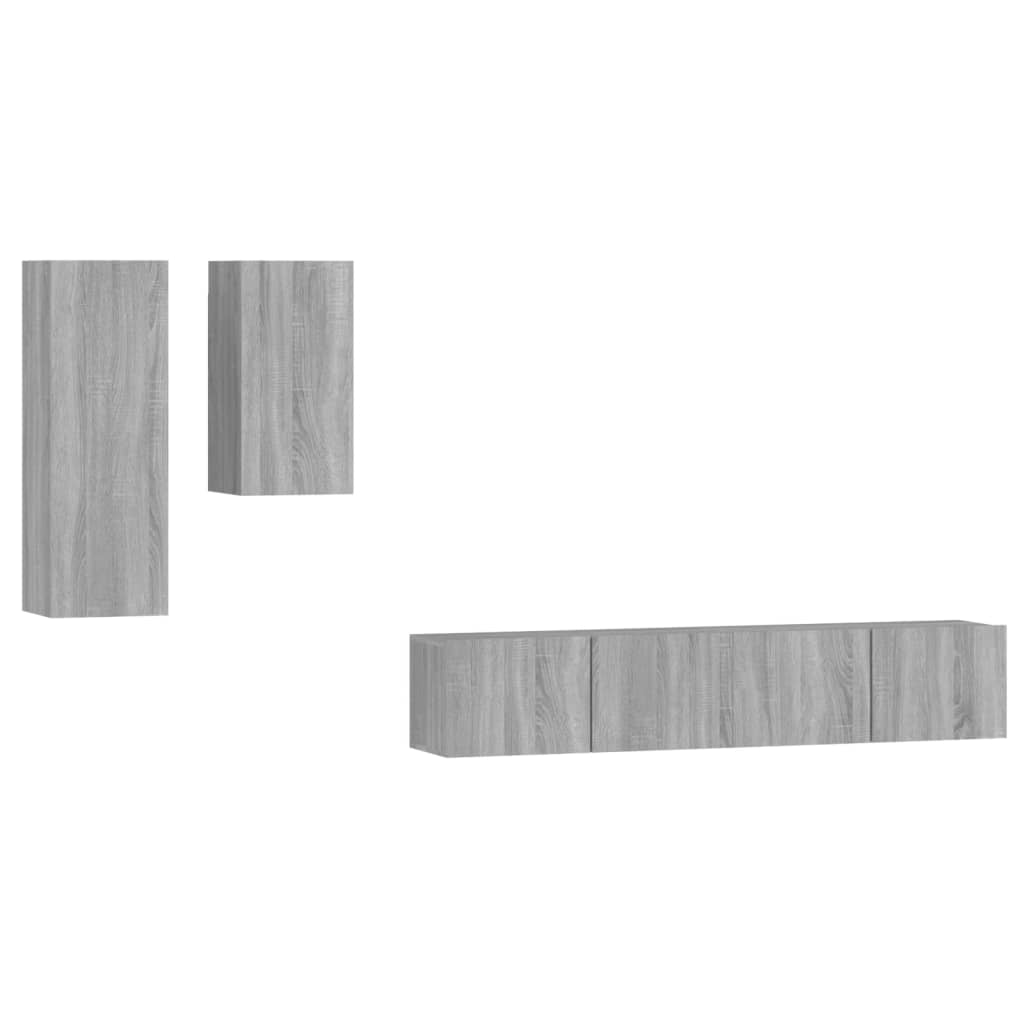 4 Piece TV Cabinet Set Grey Sonoma Engineered Wood