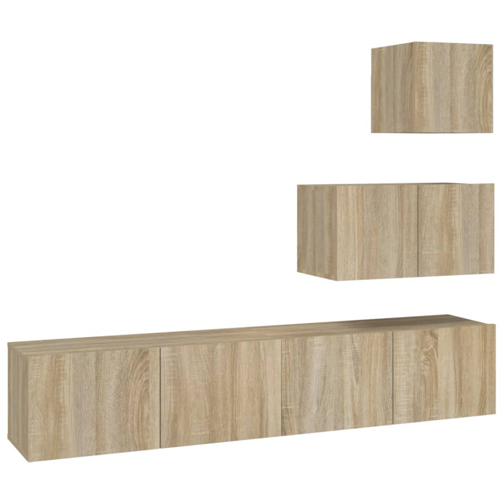 4 Piece TV Cabinet Set Sonoma Oak Engineered Wood