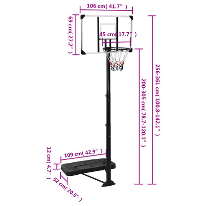 Basketball Stand Transparent 256-361 cm Polycarbonate