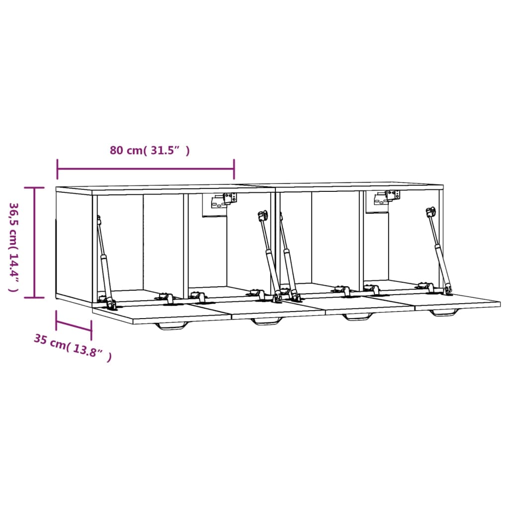 Wall Cabinets 2 pcs High Gloss White 80x36.5x35 cm Engineered Wood